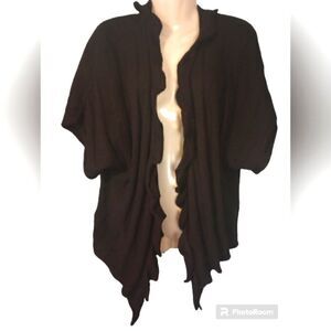 Berretti Italia mohair and acrylic ribbed ruffle trim short sleeve open …